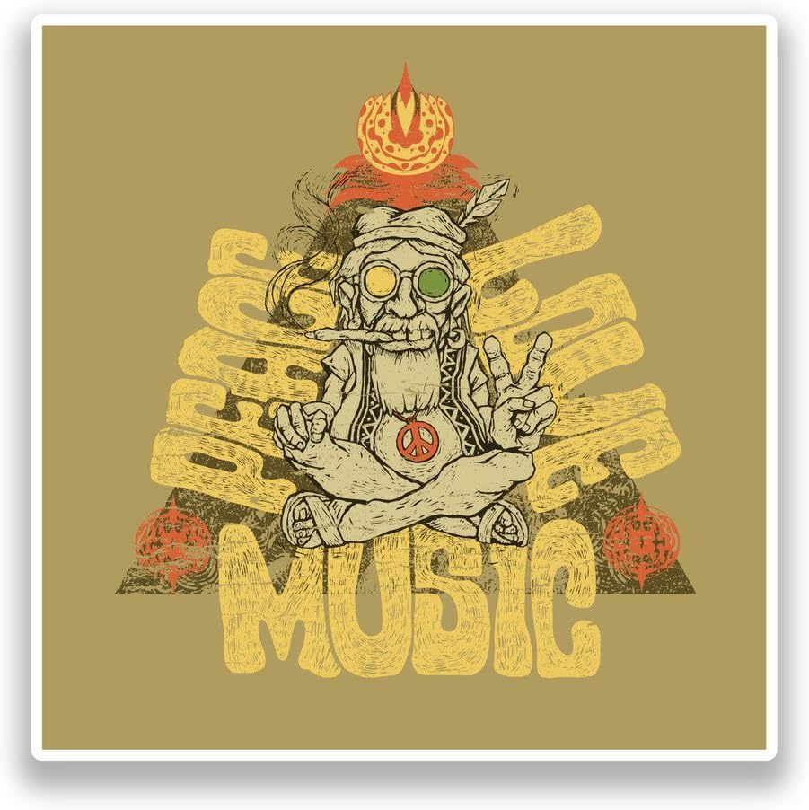 2 x 30cm/300mm Peace Love Music Vinyl Stickers Hippy #7319