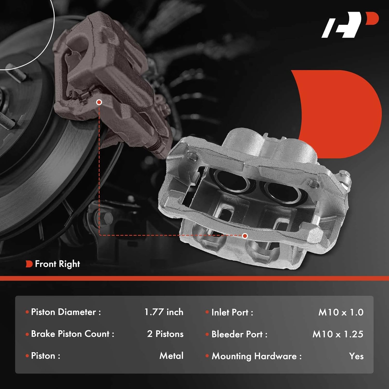 A-Premium Disc Brake Caliper Assembly with Bracket Compatible with Select Acura and Honda Models - CR-V 07-11, RDX 07-12, Accord Crosstour 10-11, Crosstour 12-15, Odyssey 05-10 - Front Right Passenger