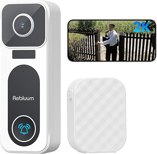 Cámara de timbre inalámbrica con timbre, cámara de timbre de video inteligente 2K con audio de 2 vías, visión nocturna, detección de movimiento,