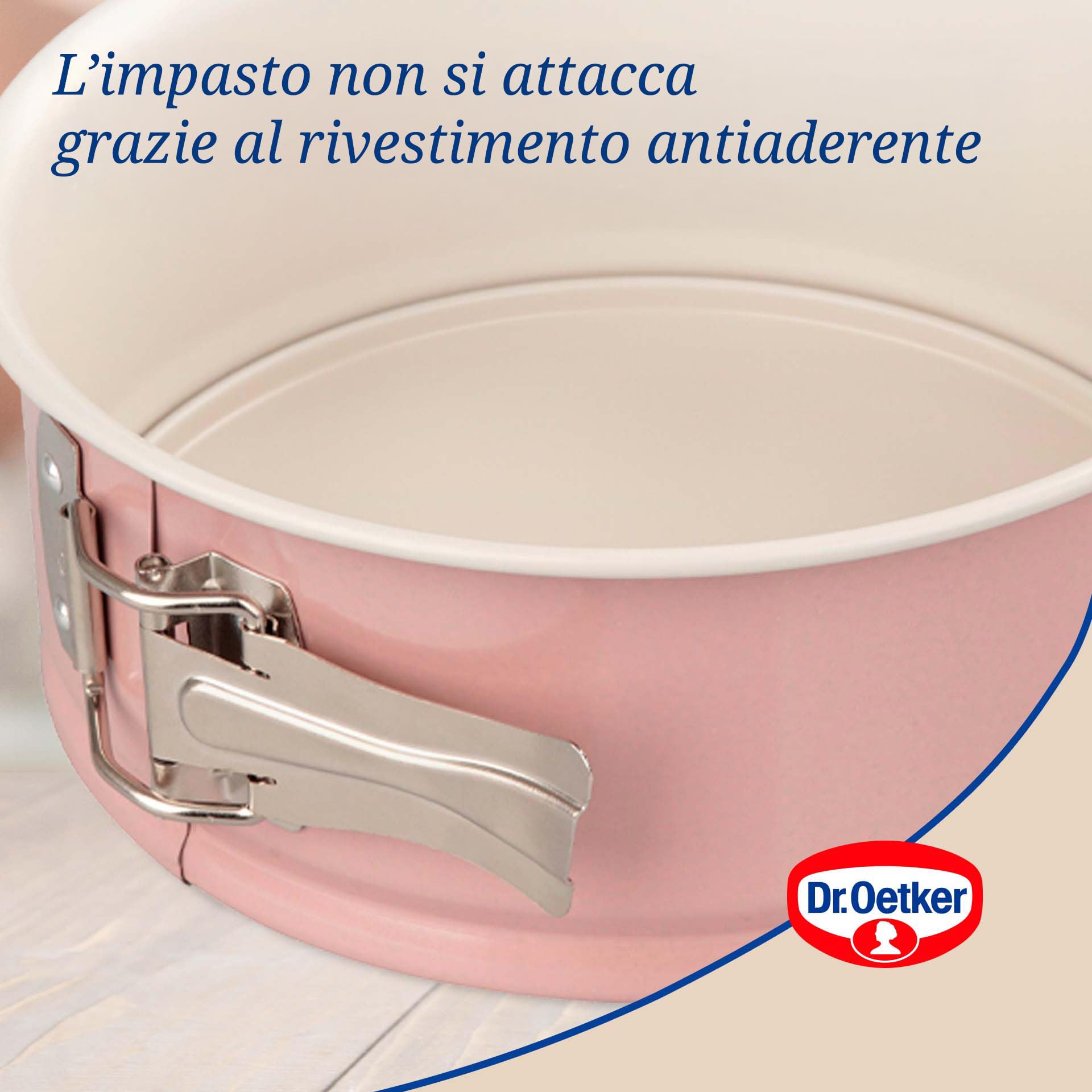 Dr.Oetker Stampo apribile in acciaio rivestito con ceramica rinforzata ø18cmx8, Linea Retrò, colore: rosa e panna, quantità: 1 pezzo