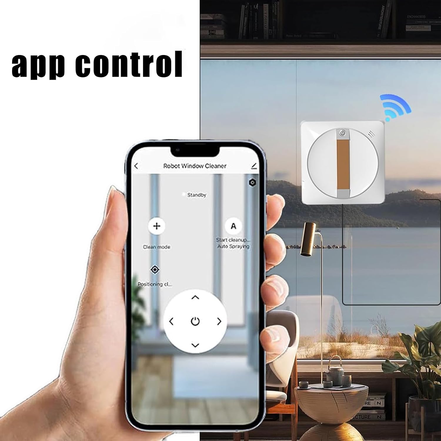 Electric Window Cleaning Robot with Z-N Path Auto Cleaning, Dual-Way Water Spray & 2500Pa Suction – Automatic Outdoor/Indoor Glass Cleaner for High-Rise Windows