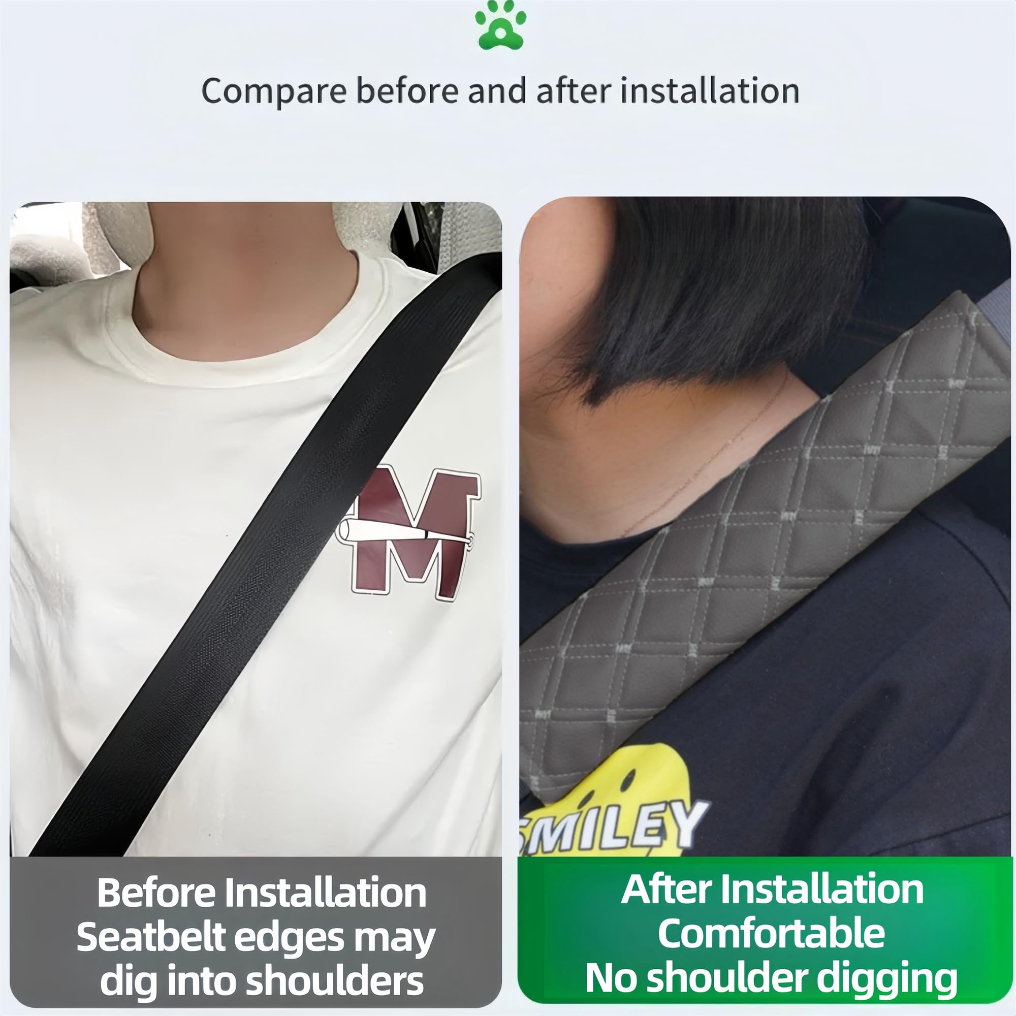 Paquete de 2 almohadillas de hombro para cinturón de seguridad de coche, de piel suave, acolchadas, para alivio de presión, transpirables y duraderas, cómodas, decoración interior del coche y