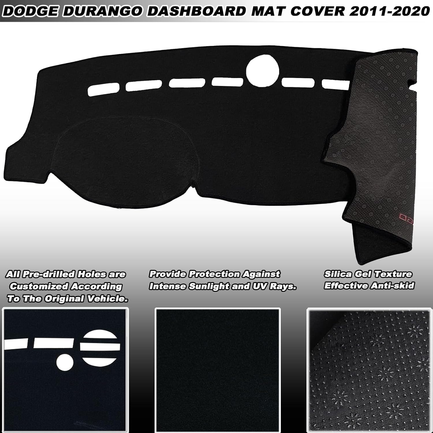 Dashboard Mat Cover Pad - Compatible with Dodge Durango SXT Limited GT R/T Citadel (2011-2020) | Custom Fit Dash Mat | Anti-Glare & UV Dash Protector | Interior Dashboard Protection Pad