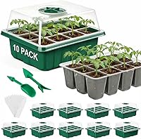 VPQZUPG 120 Cell Seed Starter Kit - 10 Pack Trays with Humidity Domes, Drainage Holes, Mini Greenhouse for Fast Germination (Green)