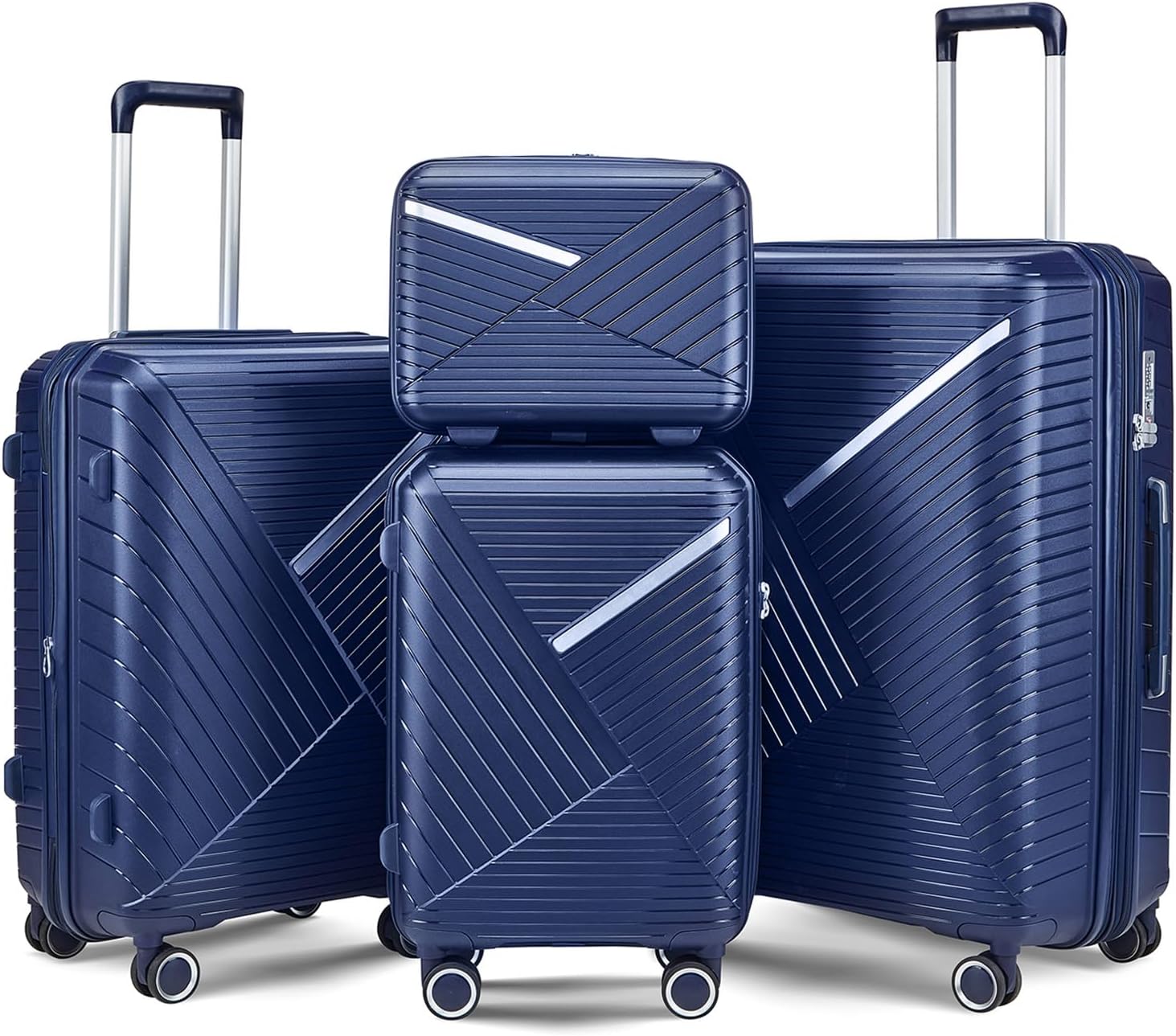 TRAVELEO 4 Piece Expandable Hardshell Pink Luggage Sets with Spinner Wheels, Lightweight Travel Suitcase Set with TSA Locks, 20 inch Carry On for Women (Navy Blue, 4 Piece Set)