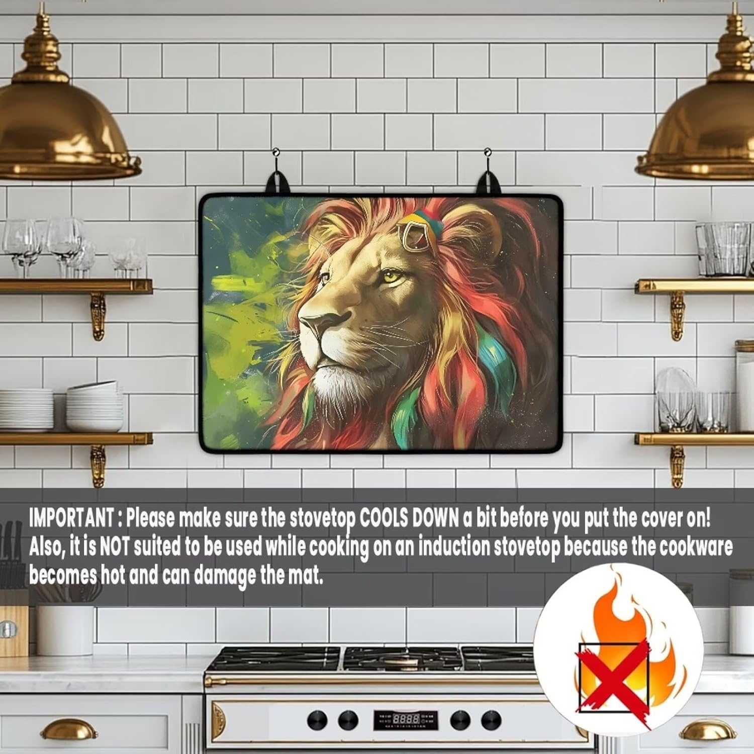 Stove Top Covers For Electric Stove Rasta Lion Electric Stove Insulation Pad Heat Resistant Cooktop Cover 29 X 21 IN Mother's Day Gifts (Green)