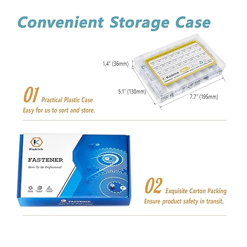Miniatura 31 de Kadrick - Kit surtido de 2000 tornillos/pernos métricos M2, M3, M4, M5, con tuercas, arandelas planas y de seguridad, cabeza de botón hexagonal