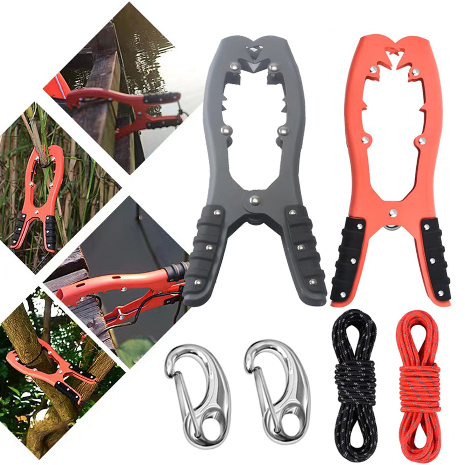 2 Piece Kayak Anchor Grip Clamp with 16.4ft Paracord Snap Hook, Boat Anchor Clip, Fishing Accessories for Kayak, Fisherman Anchor Clamp, Anchor Grip for Fishing