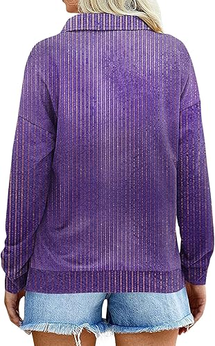 Miniatura 4 de Kenvina Sudadera de manga larga con cremallera de 14 para mujer, blusa atlética de moda, ajuste holgado, casual, manga larga