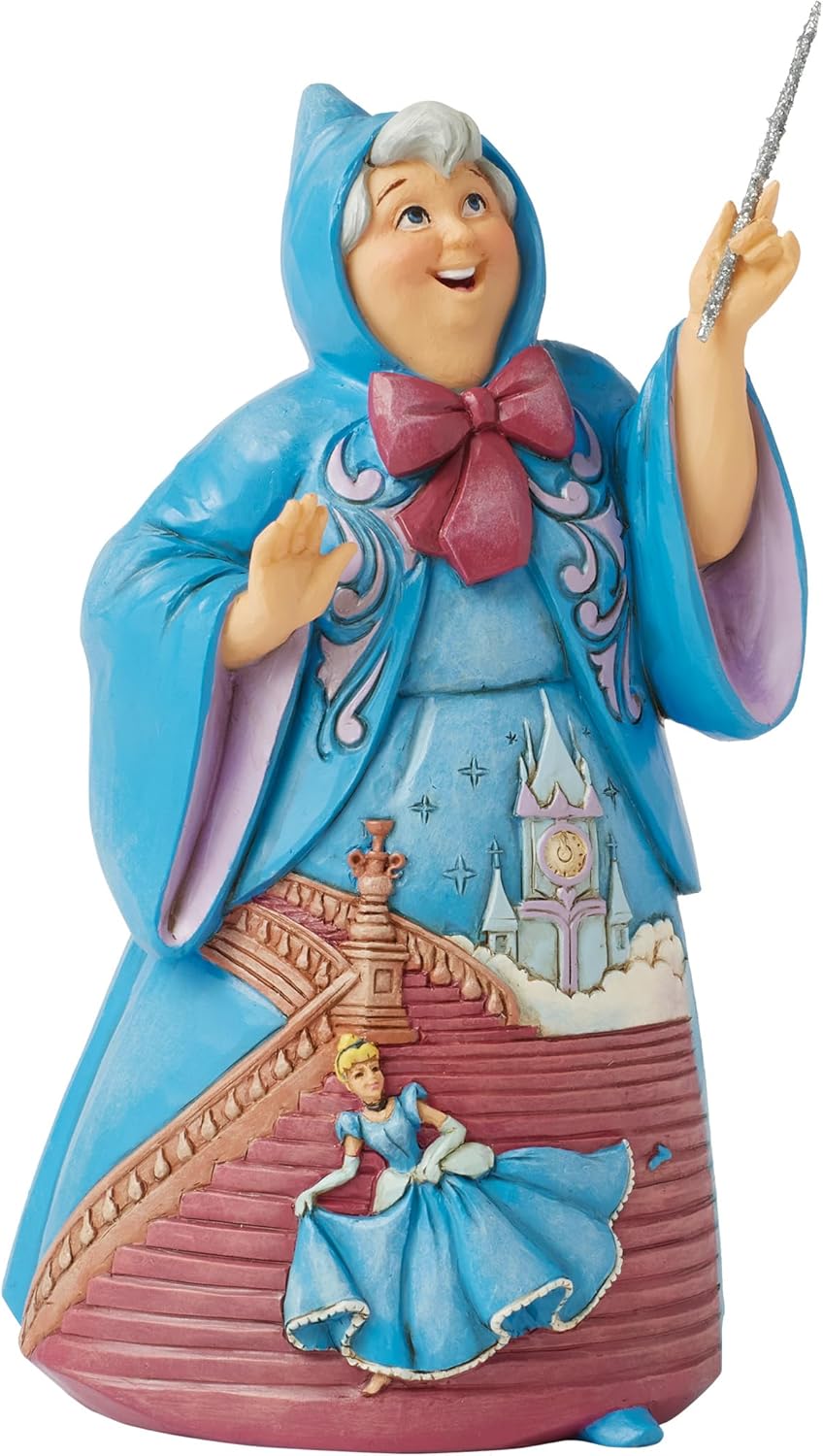 Enesco Disney Traditions by Jim Shore Cinderella Fairy Godmother Holding Wand Figurine, 6.3 Inch, Multicolor