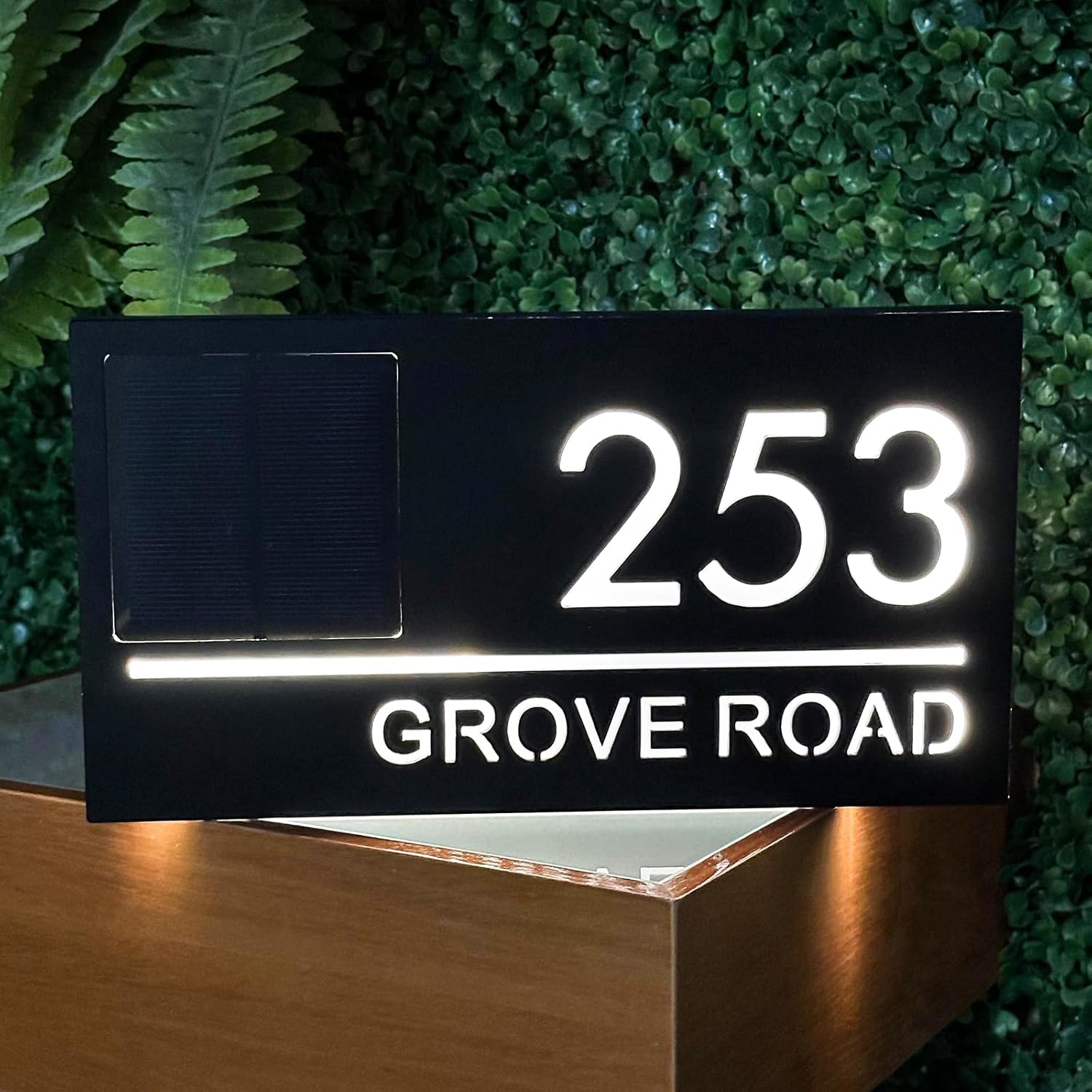 Solar Address Sign – Waterproof LED Solar Powered House Number Sign for Outdoor, Customizable Modern Solar House Address Plaque, Nighttime Visibility, Easy Installation, Durable & Energy Efficient