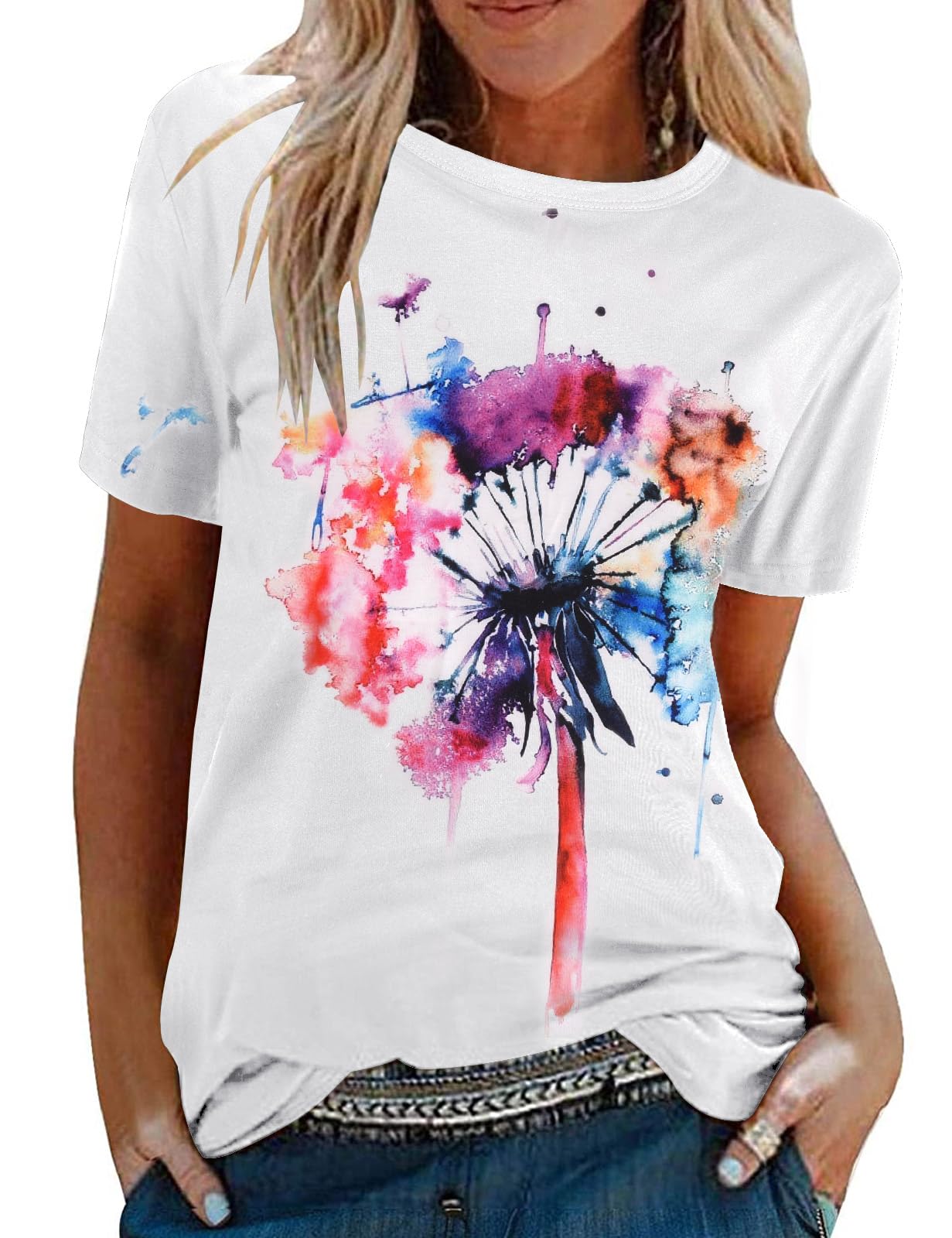 Tuopuda Magliette Donna Estive T-Shirt Manica Corta Elegante Top Cotone Crew Neck Graphic Tee Maglietta Casual Camicia Stampa Shirt Divertenti Sportivi Blusa Moda Top Taglie Forti