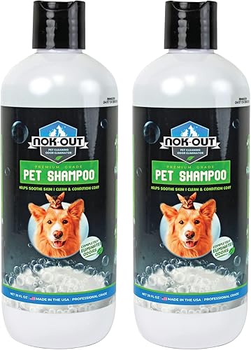 Miniatura 6 de Nok-Out - Champú para mascotas de grado prémium para perros y gatos, fórmula de fuerza veterinaria y eliminadora de olores, botella de 20 onzas