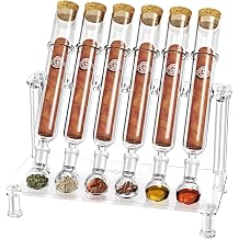 LIHTUN Cigar Flavoring Humidor Case for 6 Cigars, Borosilicate Glass Tubes, Balls and Acrylic Stand, Desktop Cigar Accessories Gift for Flavor Aging and Display