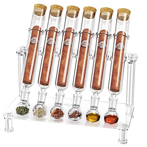 LIHTUN Cigar Flavoring Humidor Case for 6 Cigars, Borosilicate Glass