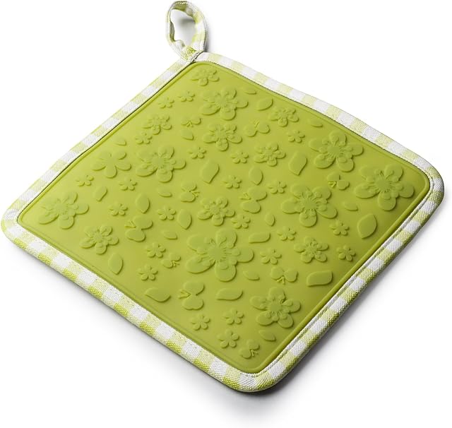 Zeal Silicone Square Trivet Mat & Hot Pot Holder Gingham Lime Green (20cm/8 ) V107L 34 x 28 x 1.5 cm