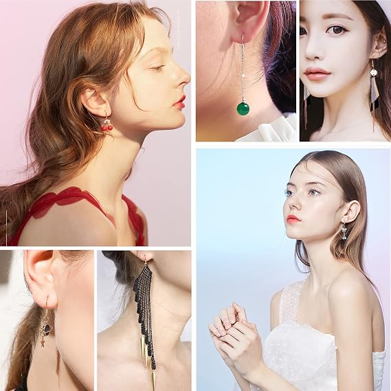 Earring Hooks for Jewellery Making, 100 PCS/50 Pairs Sterling Silver Earring Hooks with Clear Silicone Ear Backs, Hypoallergenic Jewellery Making Supplies (Silver&Gold)
