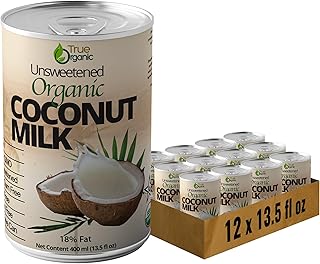 True Organic Unsweetened Coconut Milk 13.5 Fl oz - No Guar Gum, Gluten-F...