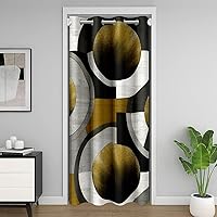 Vista 41 de Cortina de puerta con diseño de remolinos azules, negros y blancos, 1 panel de 34 pulgadas de ancho x 80 pulgadas de largo, cortinas opacas