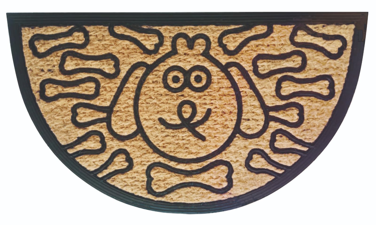 HOME ZEN HOUSEHOLD LINEN Felpudo Art Spider de fibra de coco con estampados imaginativos alfombra entrada casa seca paso con reverso de PVC para exterior e interior (40 x 70 cm media luna perro)