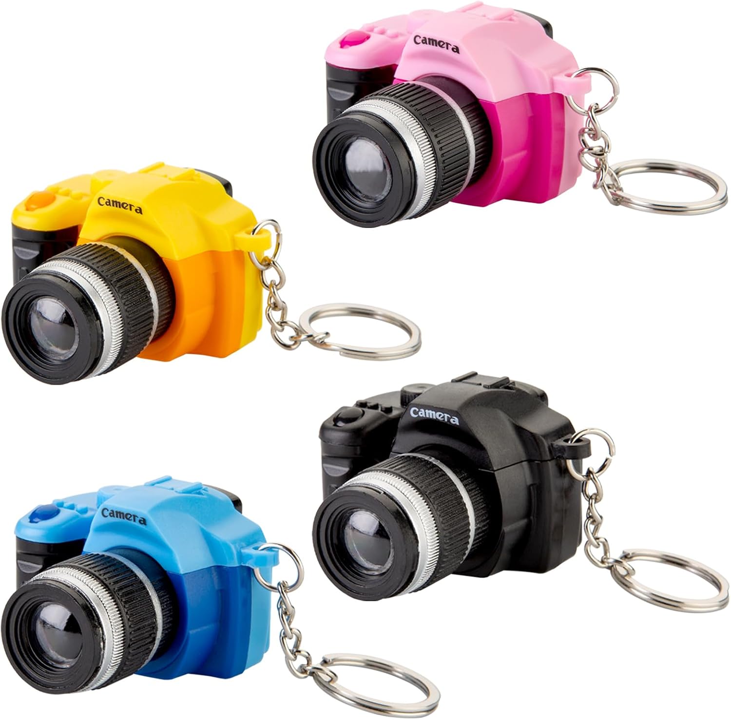 LED Camera Design Keychains with sound flashlight Cartoon child Toy Bag-4 pack