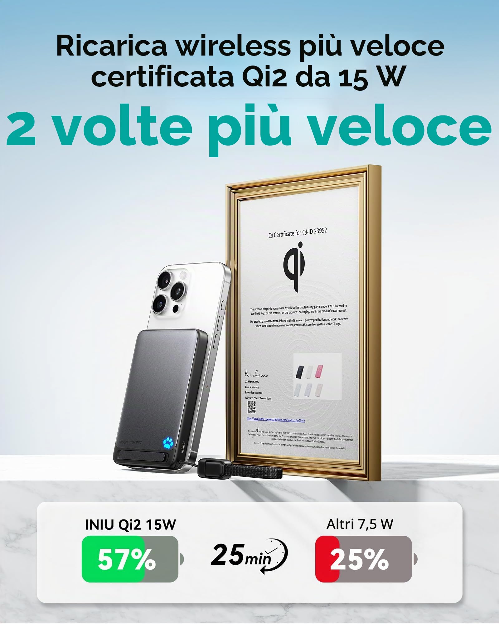INIU Qi2-Certificato 45W Magnetic Power Bank, 10000 mAh Power Bank con Ultrasottile, Powerbank Magnetico Compatibile Solo con 16 15 14 13 12 Pro Max Plus iPad Pro etc, Viola