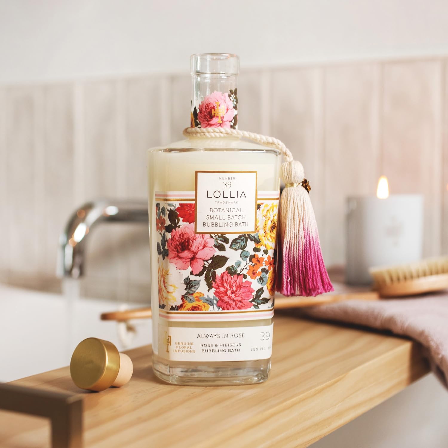 Lollia Always in Rose Bubble Bath, 25 fl oz, Rose & Hibiscus Scented Bubble Skin Care for Women, Moisturizing & Hydrating Luxury Floral Bubbling Bath Soap for Home Spa - Image 5