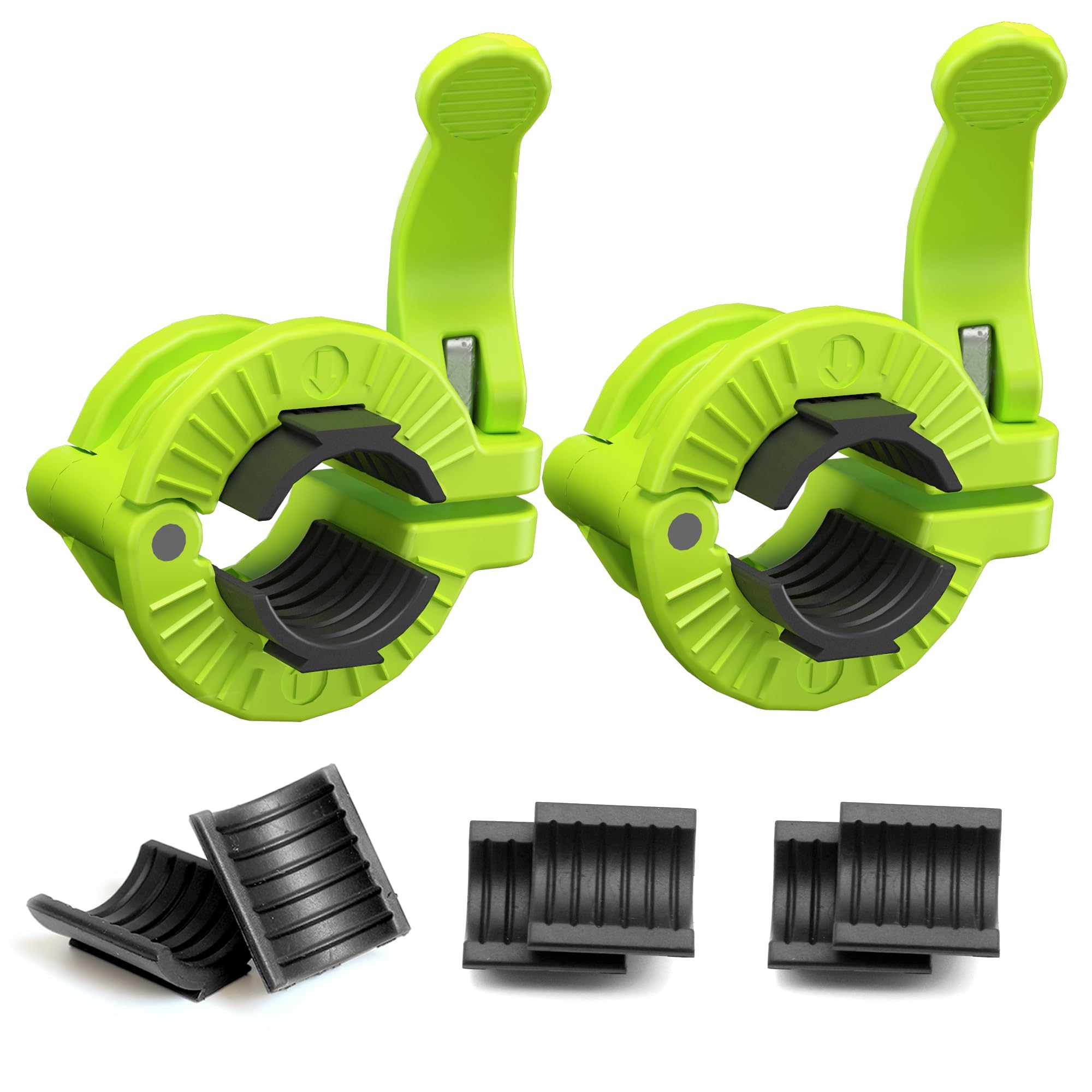 MAXRICHBarbell Clamp 1 inch Multiple Sizes & Adjustable Weight Clips for Barbell Quick Release Barbell Clips|Barbell Collar Bar Locks for Weight Lifting (GREEN 0.9-1.18inch)