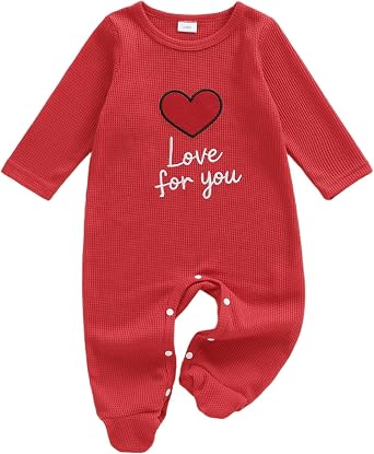 Newborn Baby Boy Girl Christmas Outfit Long Sleeve Waffle Knit My First Christmas Footie Romper Jumpsuit Xmas Clothes