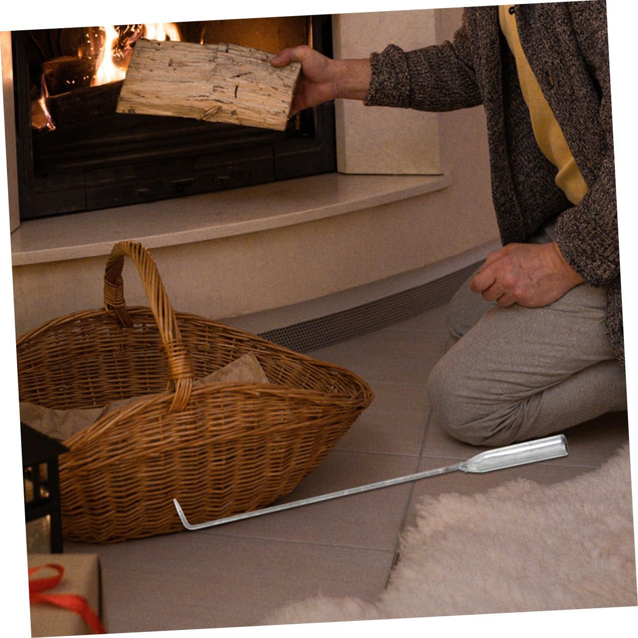 MERRYHAPY Chimney Shovel Fireplace Tool Ash Coal Shovel Pit Poker Stick Camping Tool