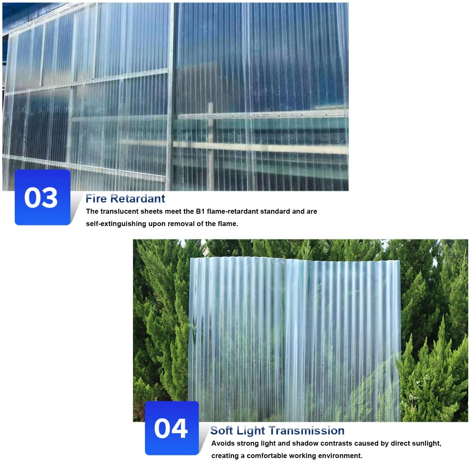 1mm Panel Para Tejado Transparente,2/3/5/8/10/12/15/20pcs Hojas De Techo Corrugado,Placa De Iluminación Natural FRP De Protección UV,Chapa Ondulada Para Invernaderos (0.9×1m,3pcs)