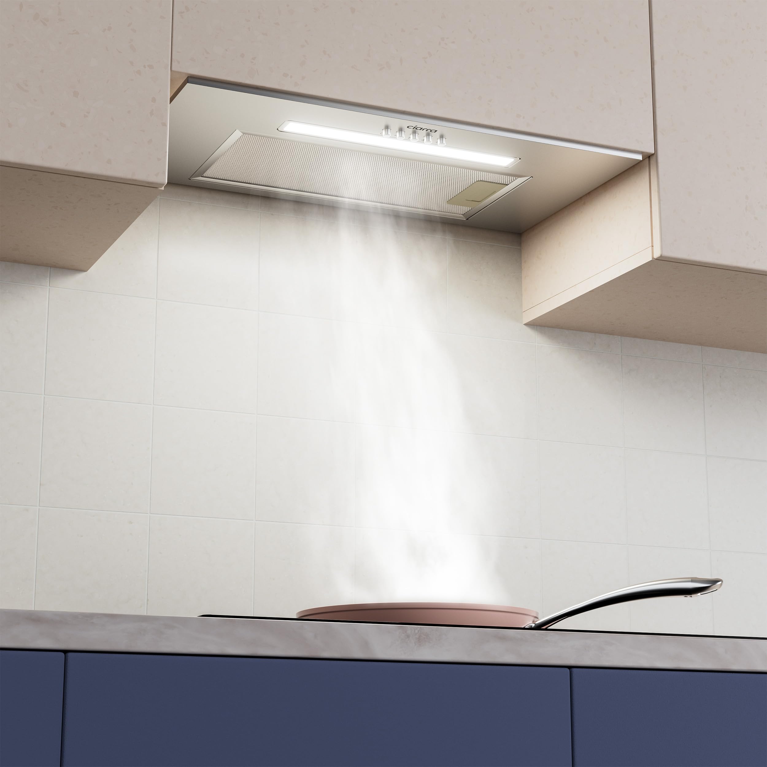 CIARRA Cappa aspirante da incasso Modulo ventilatore 52 cm Scarico aria Cappa da incasso Cappa aspirante 300 m³/h Aspiratore efficiente Cappa di scarico Filtro ai carboni attivi compatibile CBCF005