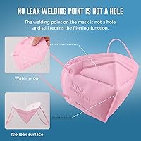 Vista 5 de WWDOLL - Mascarillas KN95, 50 unidades, 5 capas transpirables, color rosa