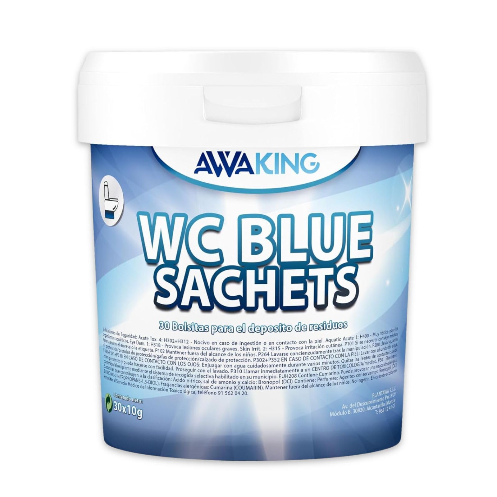 AWAKING Pastillas WC Quimico Autocaravana Blue Sachets 30ud | Limpia y Desodoriza. Fórmula Concentrada y Aroma Fresco Depósito Aguas Negras de Caravana, Limpieza profunda, Camper, Descompone Residuos.