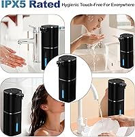 Vista 7 de Automatic Liquid Soap Dispenser, 9 Adjustable Levels, 380ml/12.8oz, Auto Touchless Hand Soap or Dish Soap Dispenser,USB Rechargeable Dispenser,Wall