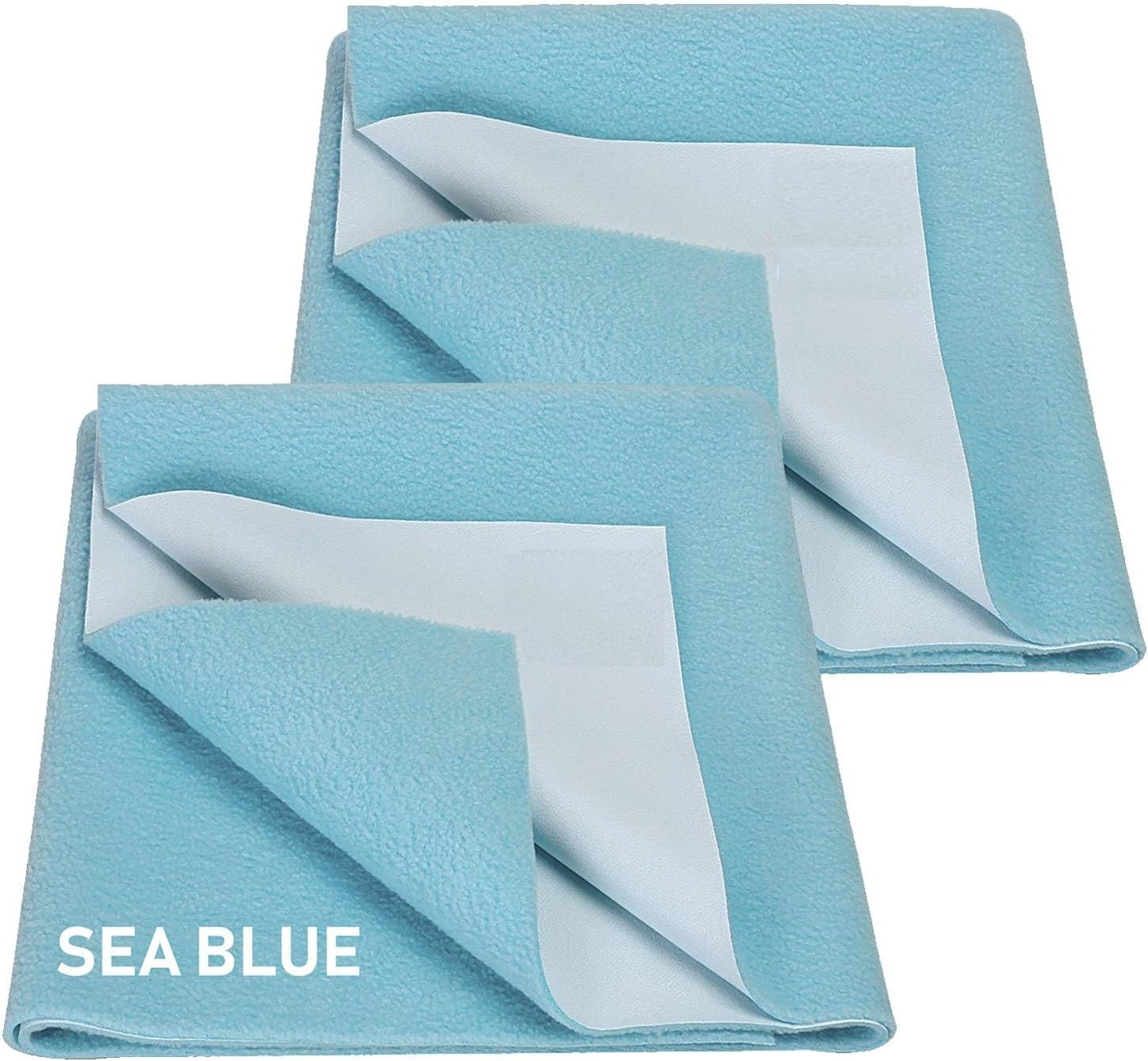 Baby Bed Protector Waterproof Dry Sheet (Blue, Small, Each Size: 50 X 70 cm) -Combo Pack of 2