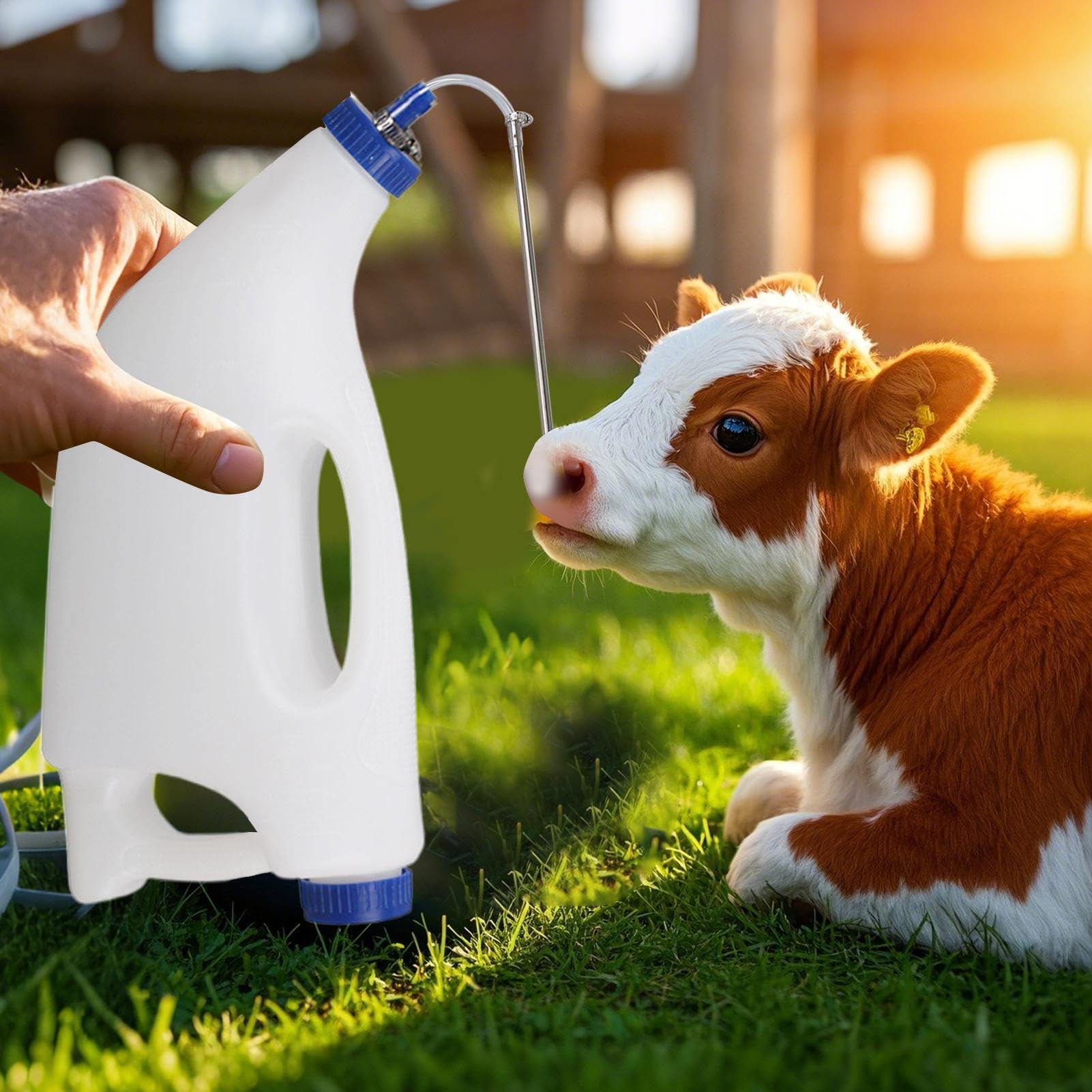 Biberon pour Veau, Mouton, Agneau | 4 L - Mangeoire pour Veau et Vache - Tube d'alimentation pour Animaux de la Ferme - pour Nourriture, Allaitement, chèvres, agneaux, Chiots