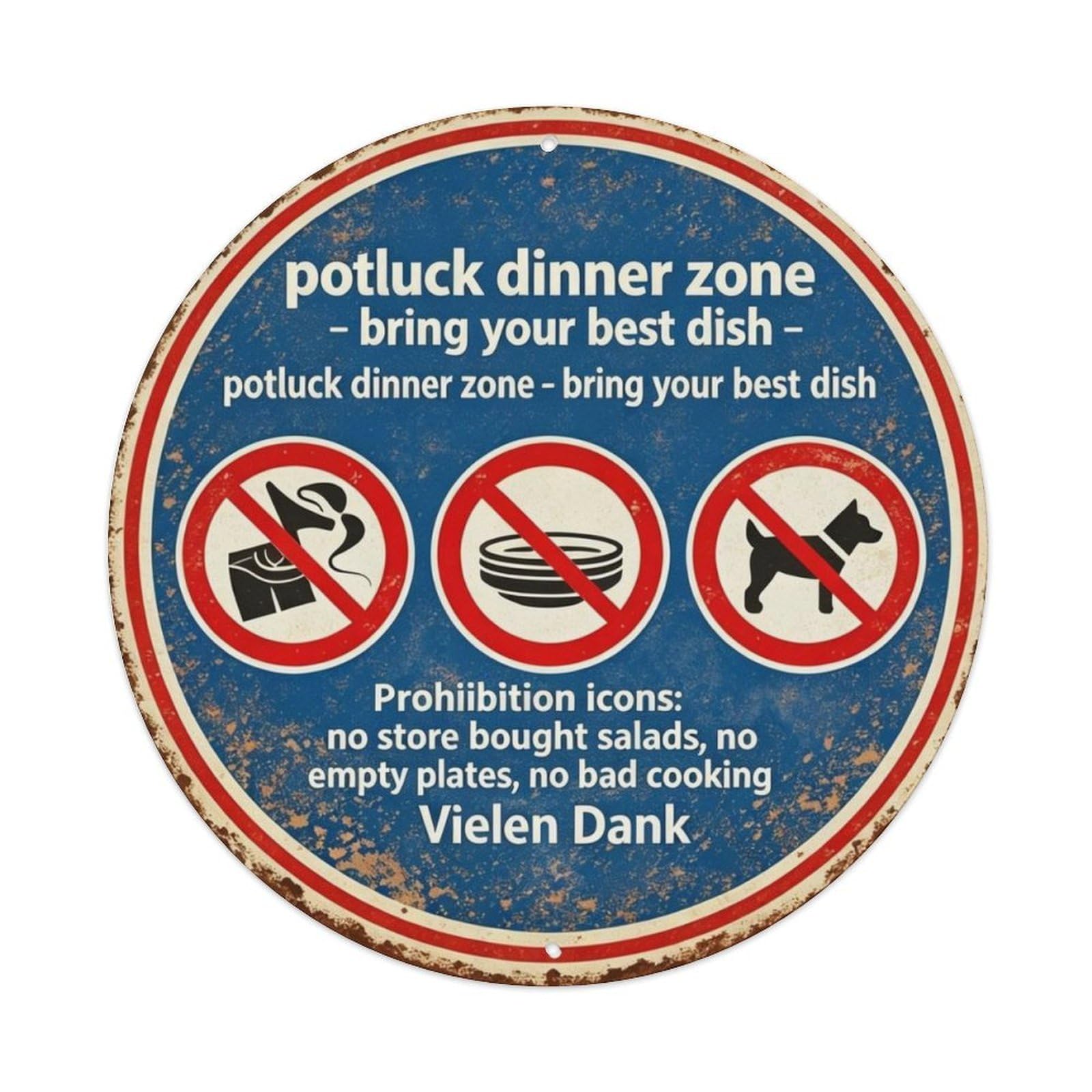 Potluck Dinner Zone Metal Tin Sign Plaque