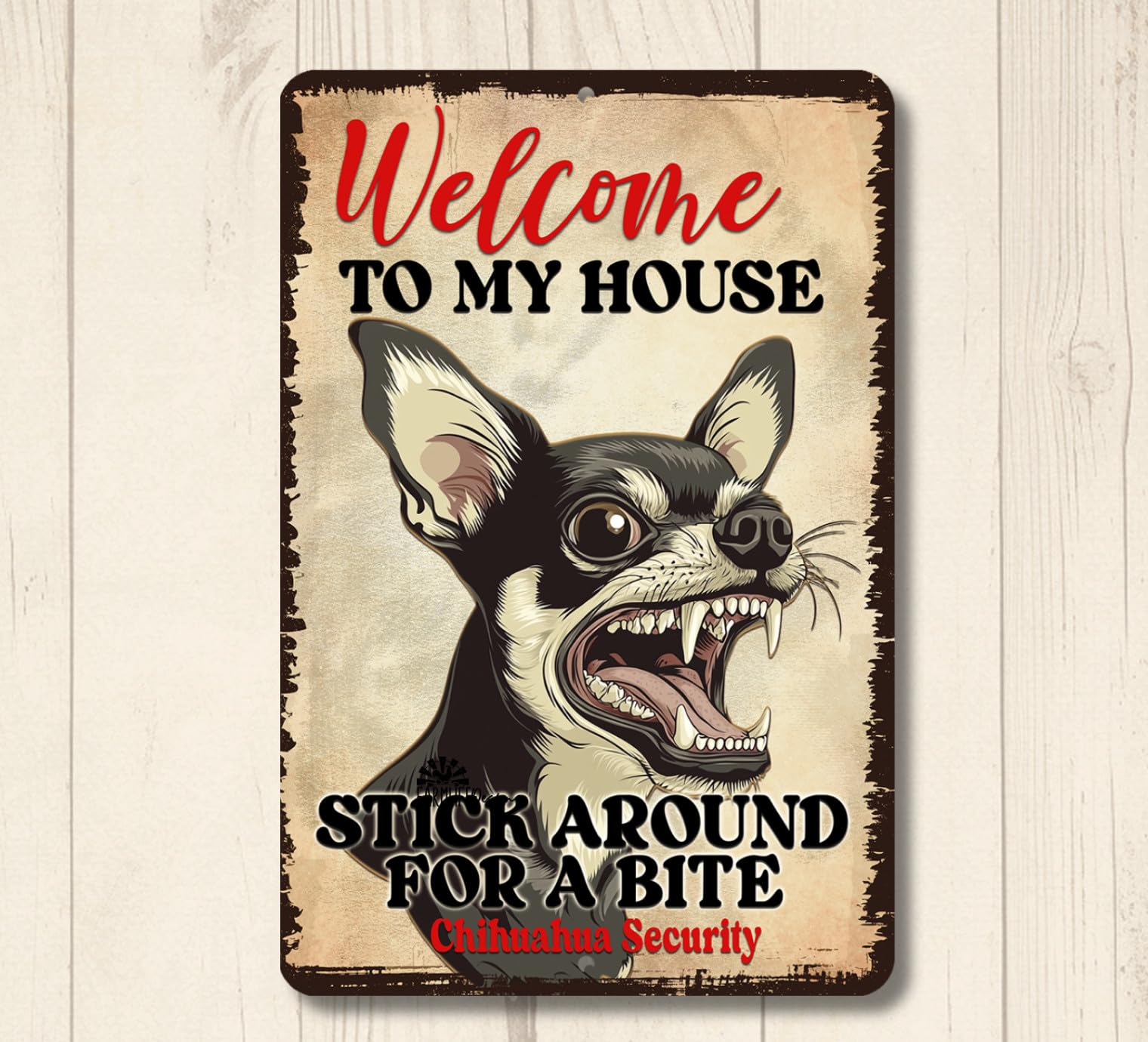 Chihuahua Welcome Yard House Sign funny dog chiwawa metal warning security tin home decor