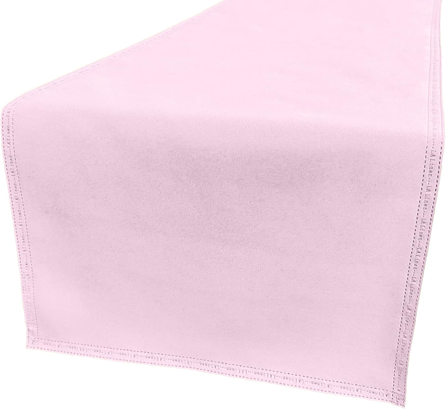 LA Linen Table Runner Faux Raw Silk Fabric Runner, QEB Laser Bonded Edge, Stain and Wrinkle Resistant Luxurious Cloth Table Runner for Dinning, Kitchen, Party, 14 by 108-Inch, Pink Light