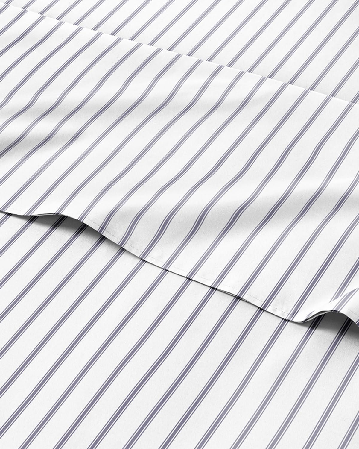 Striped King Sheets Set, 4 Pieces, 16" Deep Pocket - Nautical Pinstripe