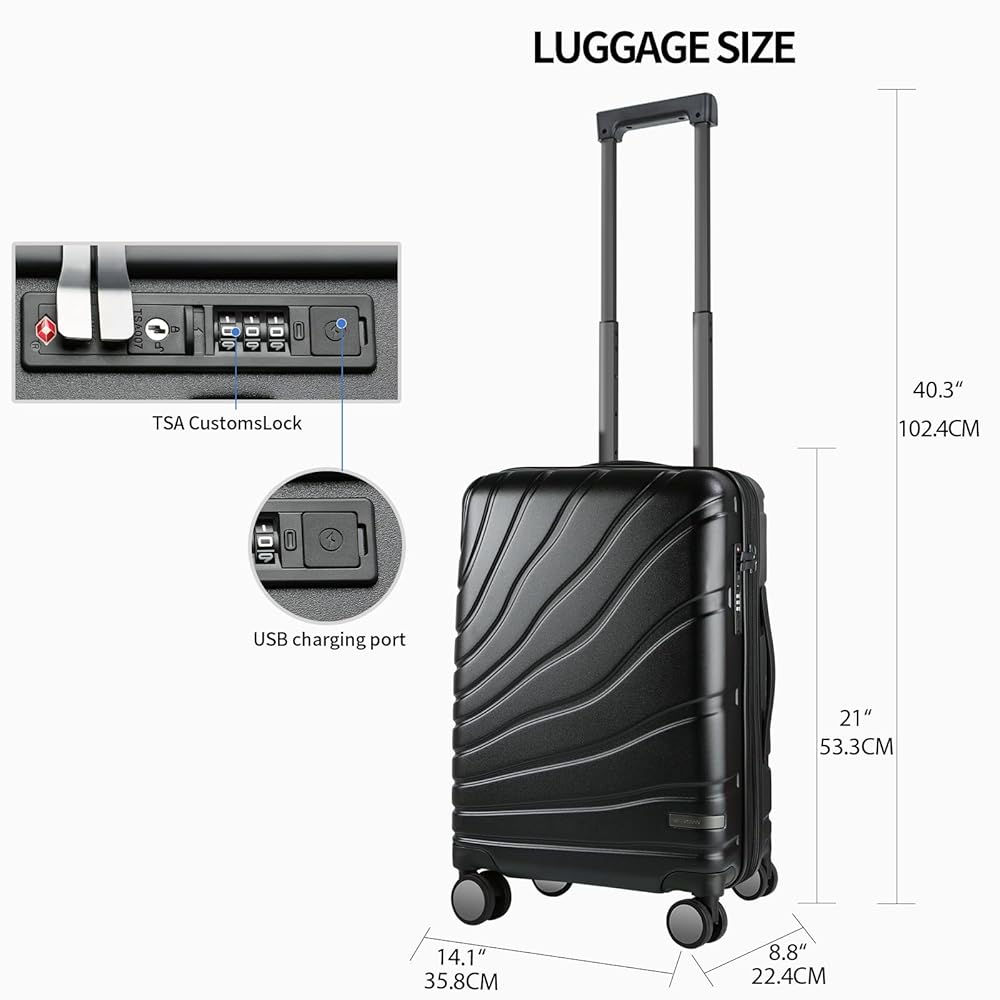 Amazon.com | VANKEAN Carry On Luggage with Spinner Wheels