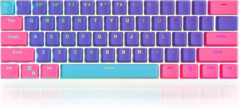 GTSP PBT Backlit Key Cap 60% 6.25U Space Bar OEM Profile for Cherry MX Switch Mechanical Gaming Keyboard Purple+Pink+Blue