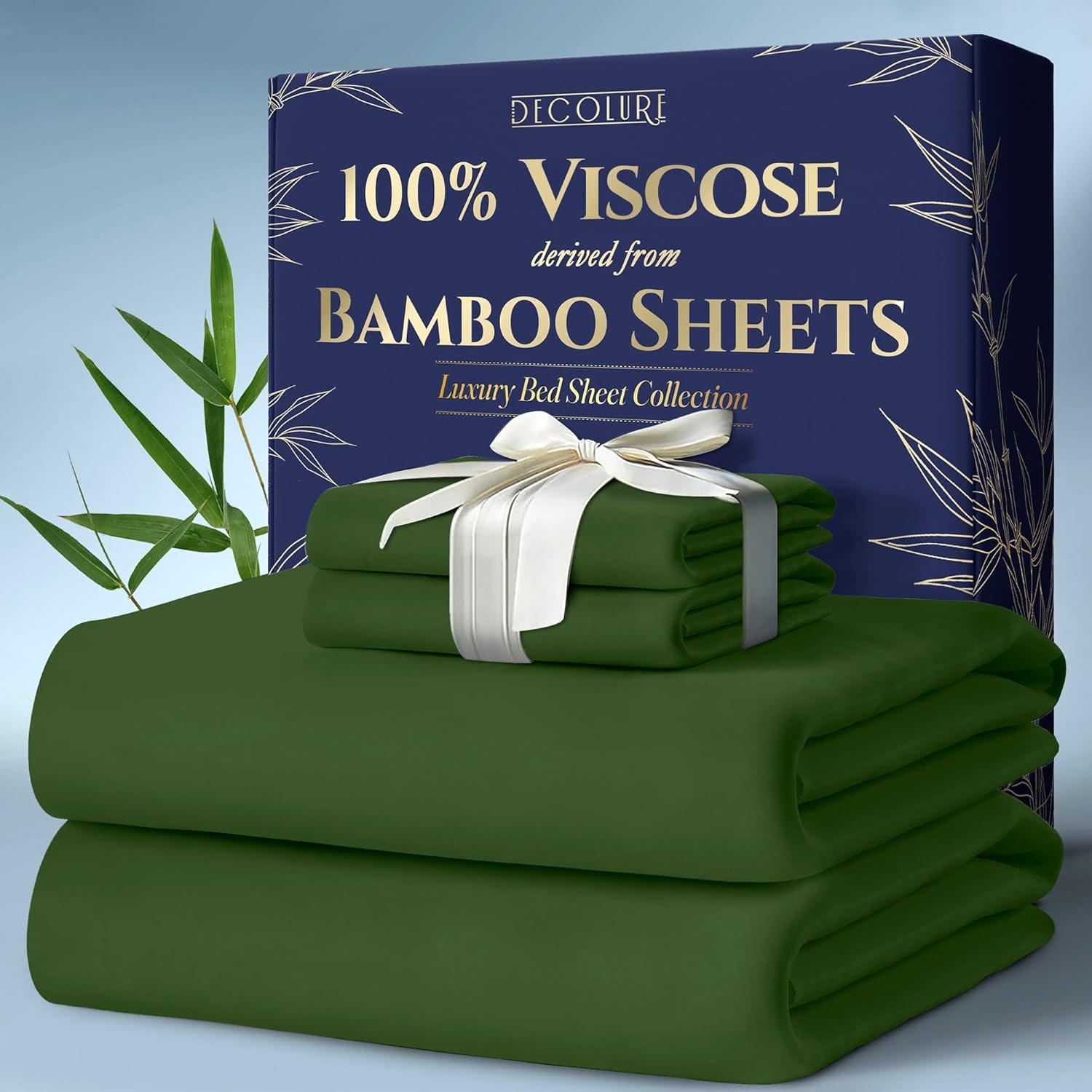Decolure Bamboo Viscose Full Sheets 4pc Olive