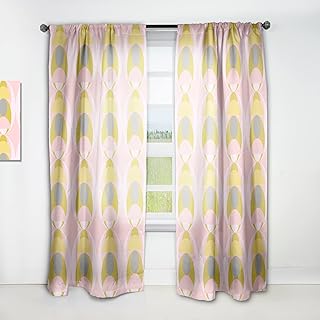 'Retro Pastel Circular Pattern IV' Mid-Century Modern Curtain Panel - Buy now