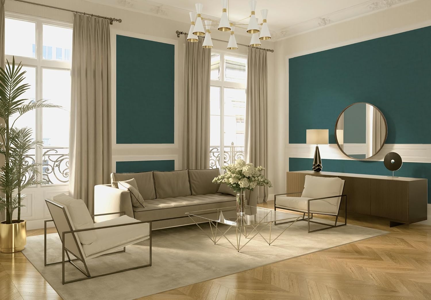 A.S. Création Jade Wallpaper Plain with Structure Petrol 395036 High-Quality Non-Woven Wallpaper for Various Living Spaces 10.05 m x 0.53 m Made in Germany