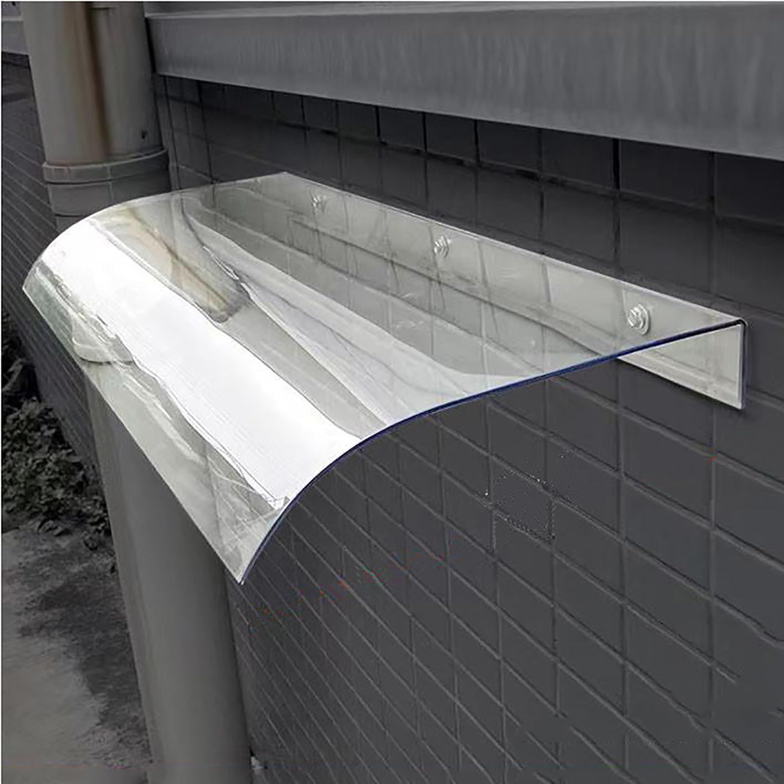 Tettoia in policarbonato trasparente per porta d'ingresso, copertura invisibile per finestre, balconi e garage, parasole ad arco (40 x 120 cm)