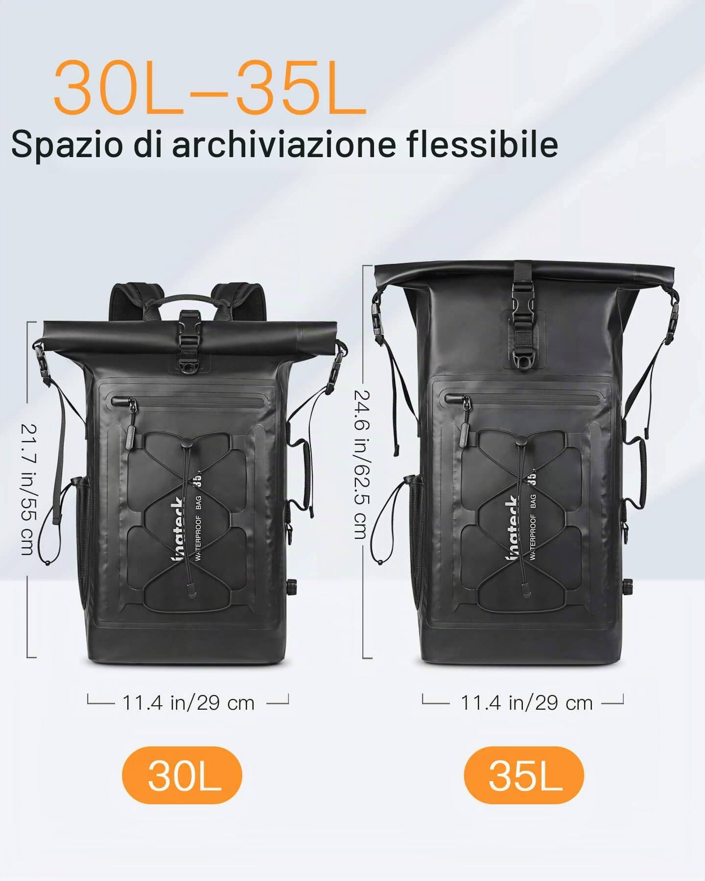 Inateck Zaino per Ciclismo e Moto Extra Large di Grande capacità, Zaino Impermeabile Multifunzionale Organizer per Bicicletta con Tracolla Staccabile, per Escursionismo e attività all’Aperto