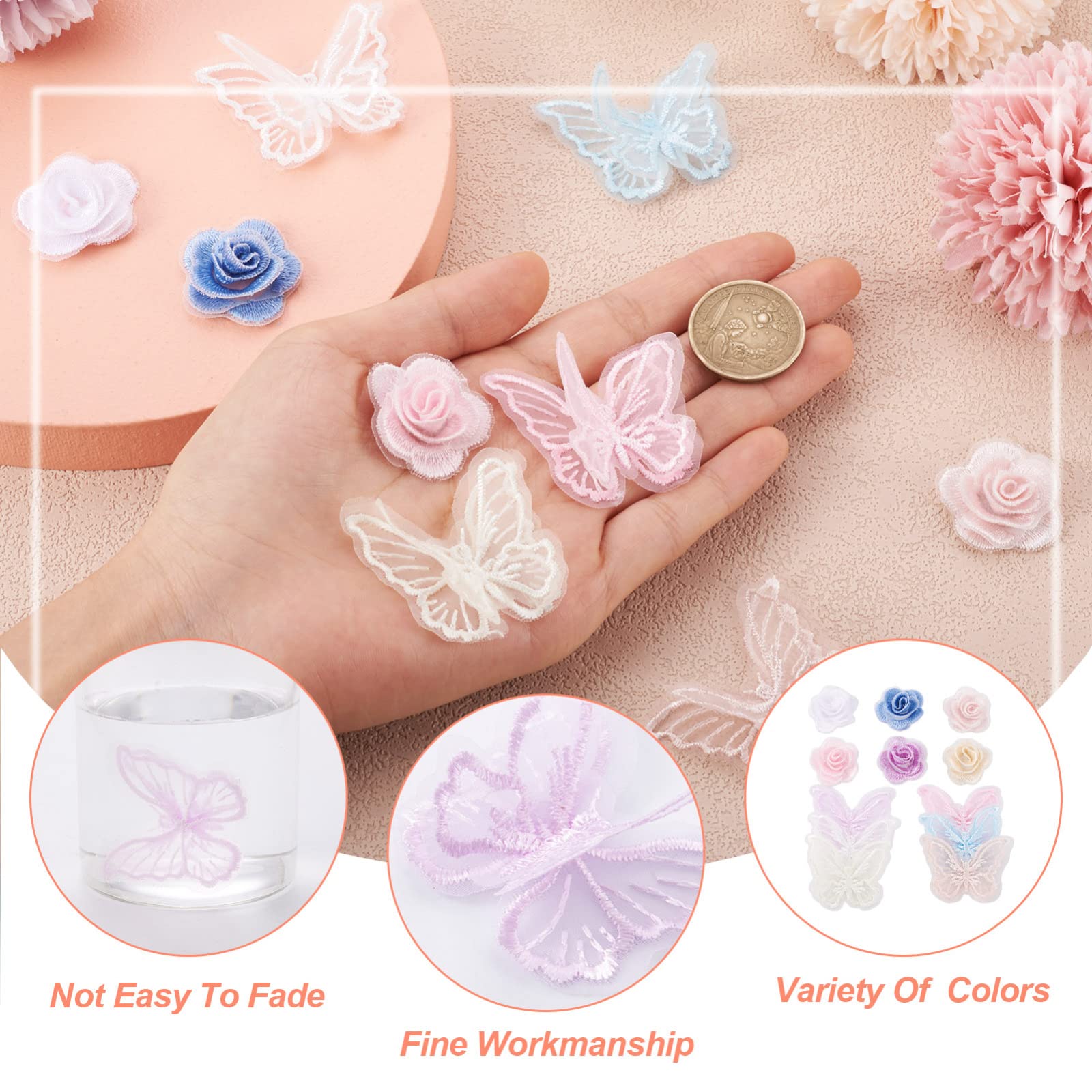 Toppa Ricamata Farfalla Rosa 7,4x4,8 Cm: Da Stirare O Cucire Su Vestiti, Jeans, Borsa, Per Personalizzare