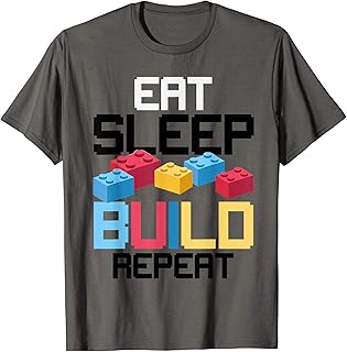 Funny Eat Sleep Build Gift Men Women Cool Blocks Building T-Shirt